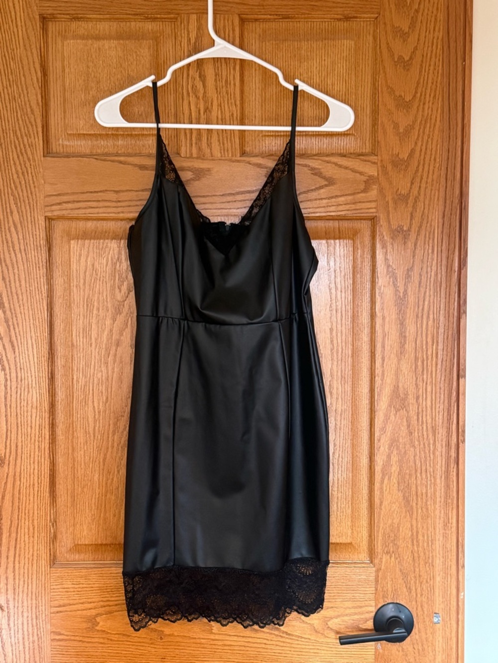 Fashion Nova Black Satin Lace-Trim Slip